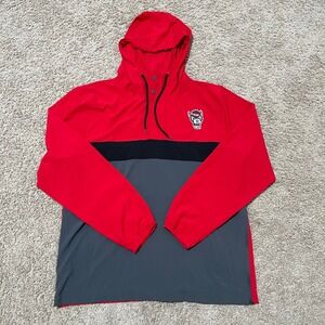 North Carolina State University Wolfpack Jacket Mens Large Red Grey Anorak NCAA